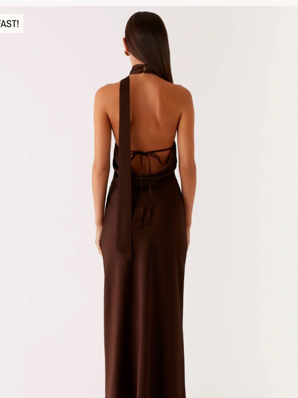 Peppermayo Halter Scarf Maxi Dress - Chocolate Brown - Picture 2 of 4